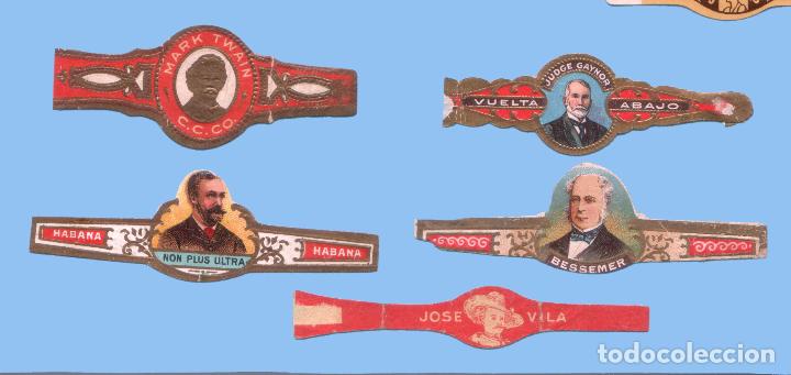 Collection cigar bands: 5 VITOLAS ANTIGUAS - DISTINTAS MARCAS (USA) - TEM&Aacute;TICA HOMBRES