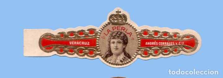 Collection cigar bands: VITOLA MEXICANA ANTIGUA - MARCA LA PERLA. ANDRES CORRALES Y CIA. - TEM&Aacute;TICA MUJERES