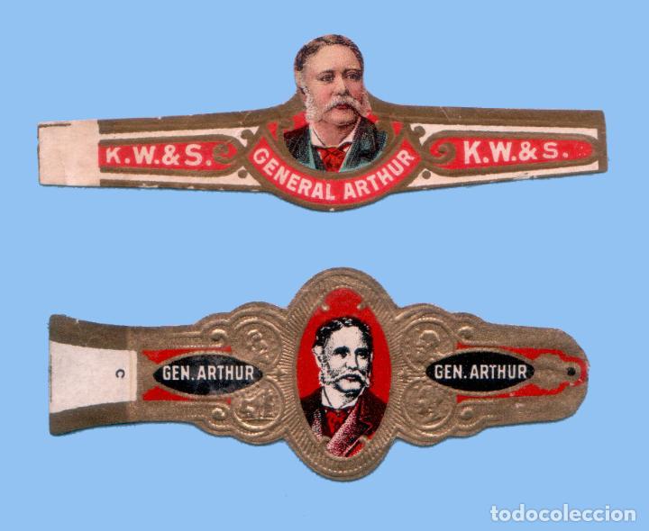 An&eacute;is de charuto de cole&ccedil;&atilde;o: 2 VITOLAS ANTIGUAS - MARCA GENERAL ARTHUR (USA) - TEM&Aacute;TICA HOMBRES