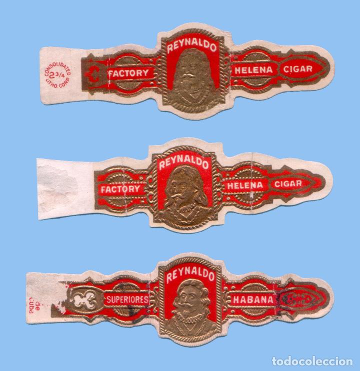 An&eacute;is de charuto de cole&ccedil;&atilde;o: 3 VITOLAS ANTIGUAS - MARCA REYNALDO. HELENA FACTORY (USA) - TEM&Aacute;TICA HOMBRES