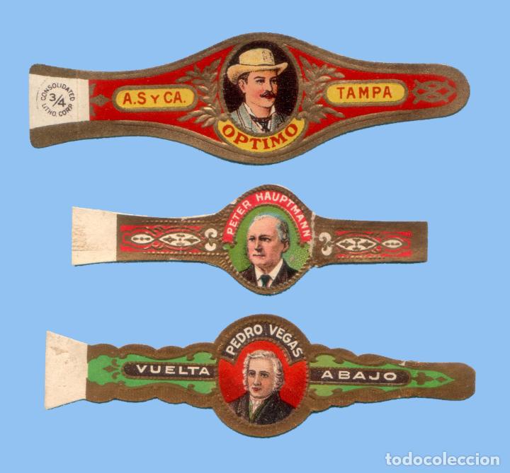 An&eacute;is de charuto de cole&ccedil;&atilde;o: 3 VITOLAS ANTIGUAS - DISTINTAS MARCAS (USA) - TEM&Aacute;TICA HOMBRES