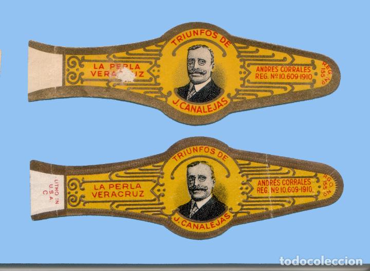 Vitolas de colecci&oacute;n: 2 VITOLAS MEXICANAS ANTIGUAS - MARCA LA PERLA. ANDRES CORRALES Y CIA. - CANALEJAS