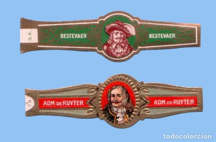 Sammlung von Banderolen: 2 VITOLAS ANTIGUAS - PROCEDENCIA EUROPEA - TEM&Aacute;TICA HOMBRES - BESTEVAER Y ADM. de RUYTER