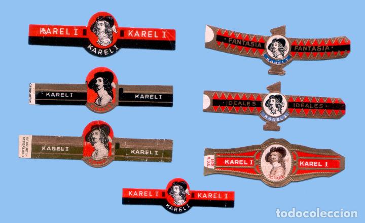Bagues de cigare de collection: 7 VITOLAS ANTIGUAS - MARCA KAREL I (HOLANDA) - TEM&Aacute;TICA HOMBRES
