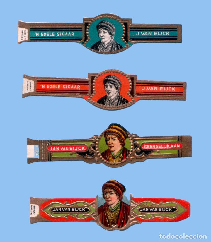 Bagues de cigare de collection: 4 VITOLAS ANTIGUAS - MARCA J. VAN EIJCK (HOLANDA) - PROCEDENCIA EUROPEA - TEM&Aacute;TICA HOMBRES