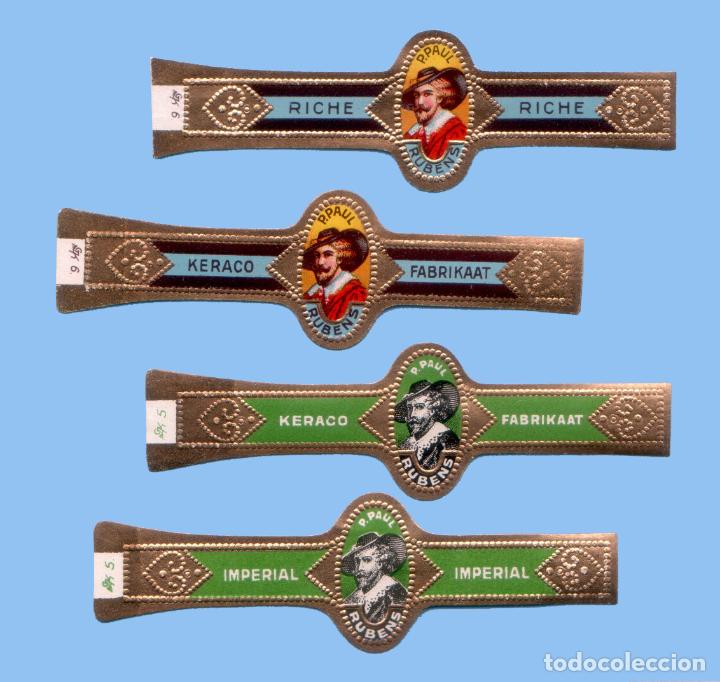 Bagues de cigare de collection: 4 VITOLAS ANTIGUAS - MARCA P. PAUL RUBENS - PROCEDENCIA B&Eacute;LGICA - TEM&Aacute;TICA HOMBRES