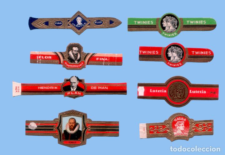 Bagues de cigare de collection: 8 VITOLAS ANTIGUAS - MARCAS - PROCEDENCIA EUROPEA - TEM&Aacute;TICA HOMBRES