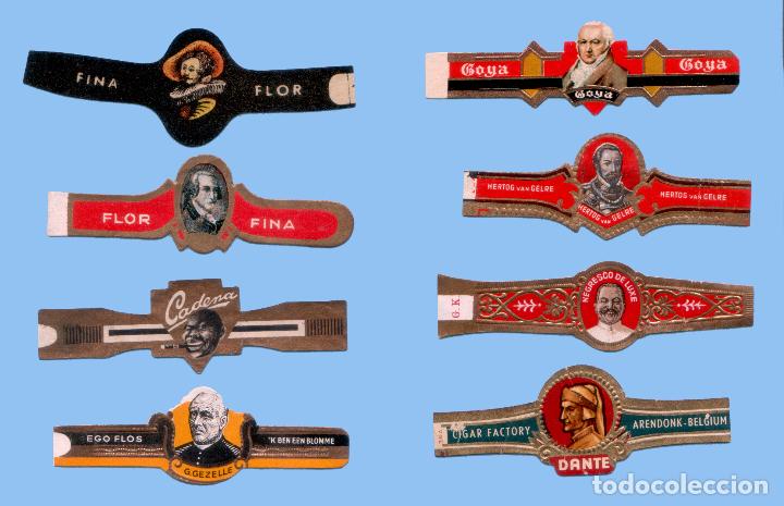 Bagues de cigare de collection: 8 VITOLAS ANTIGUAS - SIN MARCA - PROCEDENCIA EUROPEA - TEM&Aacute;TICA HOMBRES