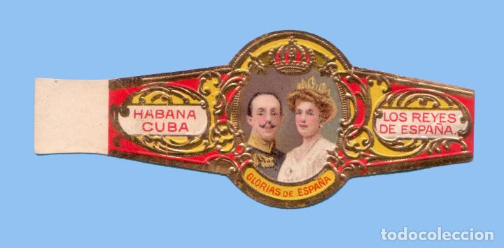 Collection cigar bands: VITOLA CUBANA ANTIGUA - MARCA LOS REYES DE ESPA&Ntilde;A - CASAS REALES - ALFONSO XIII Y VICTORIA EUGENIA
