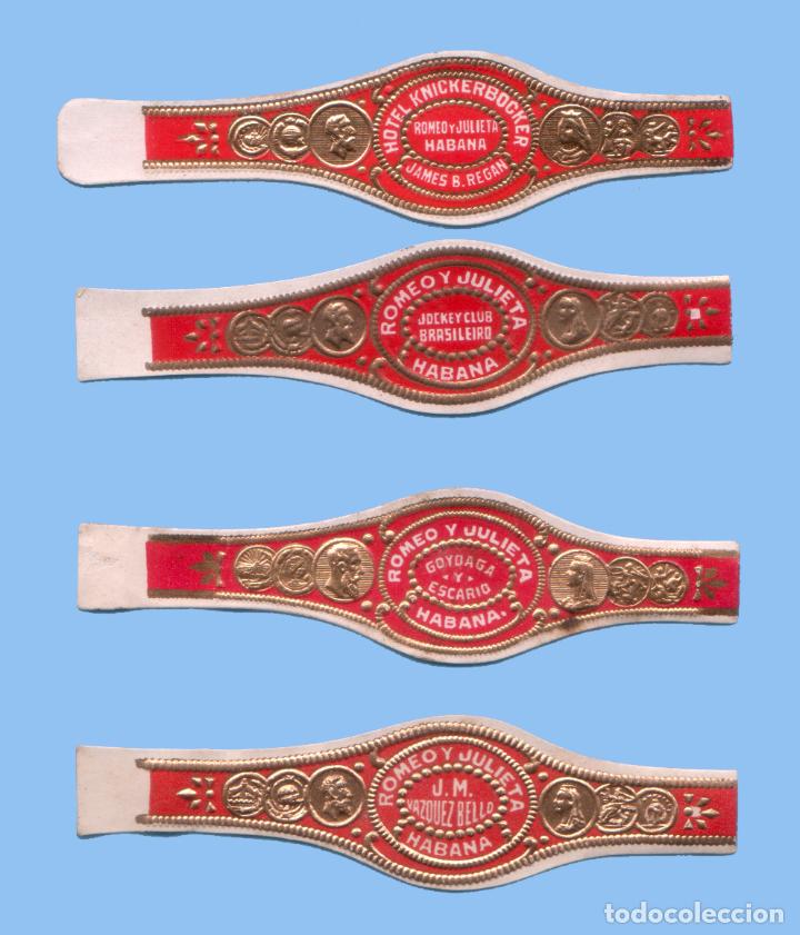 Bagues de cigare de collection: 4 VITOLAS CUBANAS ANTIGUAS - MARCA ROMEO Y JULIETA - PARA PARTICULARES