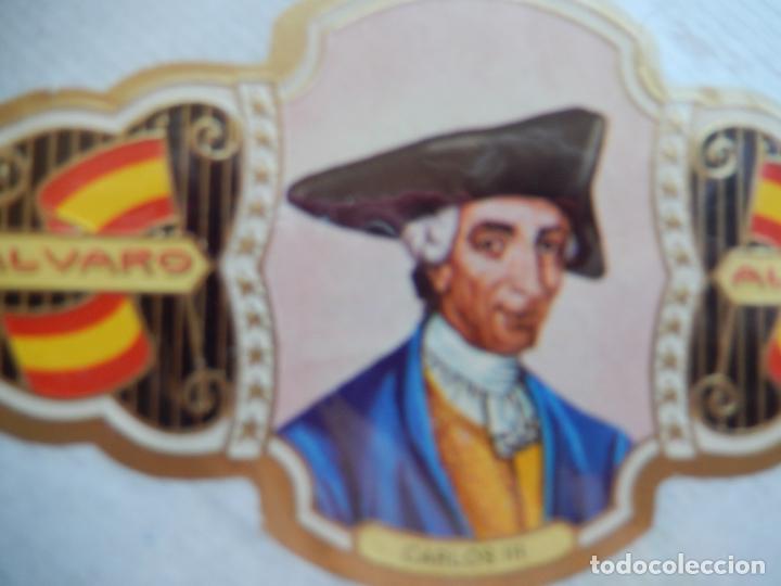 Sammlung von Banderolen: CARLOS III - N&ordm; 68 - REYES - VITOLA ALVARO 14X7 CM