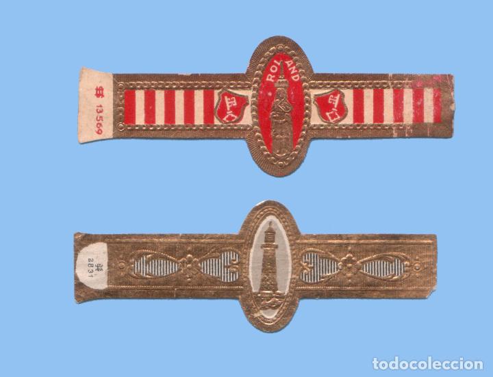 Sammlung von Banderolen: 2 VITOLAS ANTIGUAS - DISTINTAS MARCAS - TEM&Aacute;TICA EDIFICACIONES - FARO