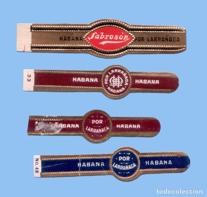 Bagues de cigare de collection: 4 VITOLAS CUBANAS ANTIGUAS - MARCA POR LARRA&Ntilde;AGA