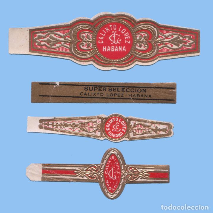 Bagues de cigare de collection: 4 VITOLAS CUBANAS ANTIGUAS - MARCA CALIXTO LOPEZ