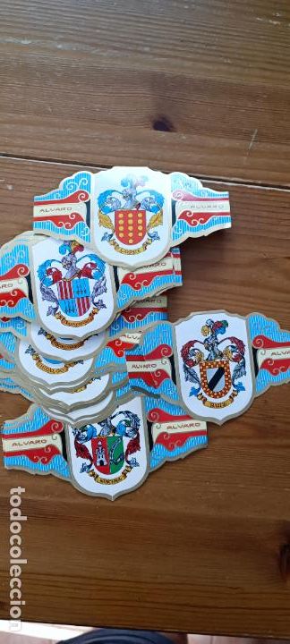 Bagues de cigare de collection: LOTE DE 20 VITOLAS FABRICA DE TABACOS ALVARO SERIE I y II HERALDICA