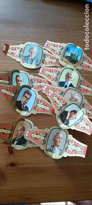 Bagues de cigare de collection: LOTE DE 9 VITOLAS FABRICA DE TABACOS ALVARO SERIE PREMIOS NOBEL