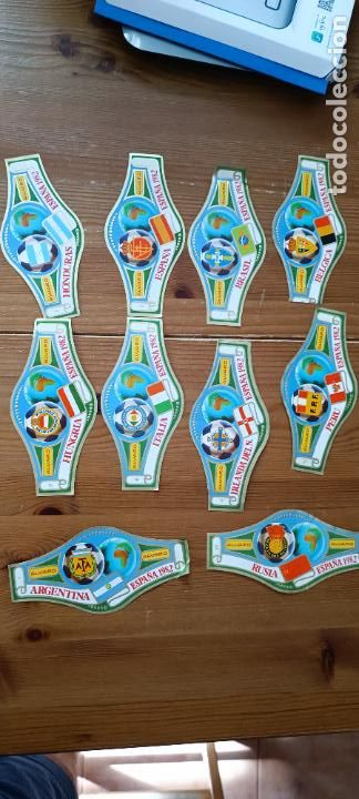 Bagues de cigare de collection: LOTE DE 10 VITOLAS FABRICA DE TABACOS ALVARO CAMPEONATO DEL MUNDO FUTBOL ESPA&Ntilde;A 82