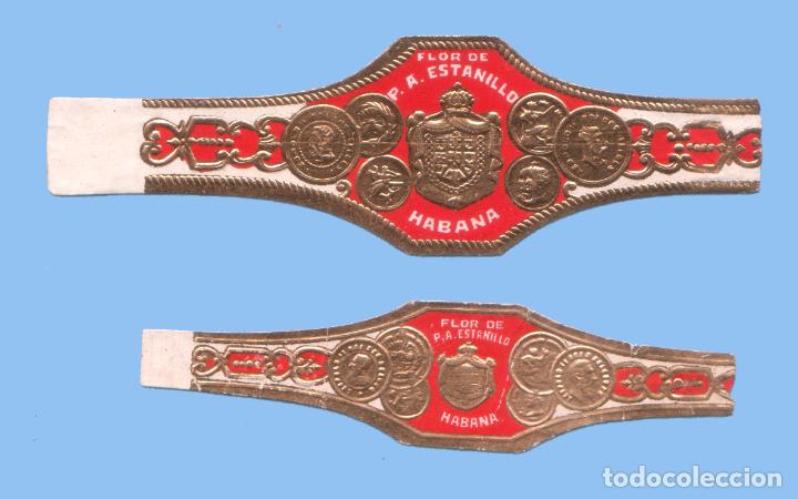 Sammlung von Banderolen: 2 VITOLAS CUBANAS ANTIGUAS - MARCA FLOR DE P. A. ESTANILLO - ESCUDO