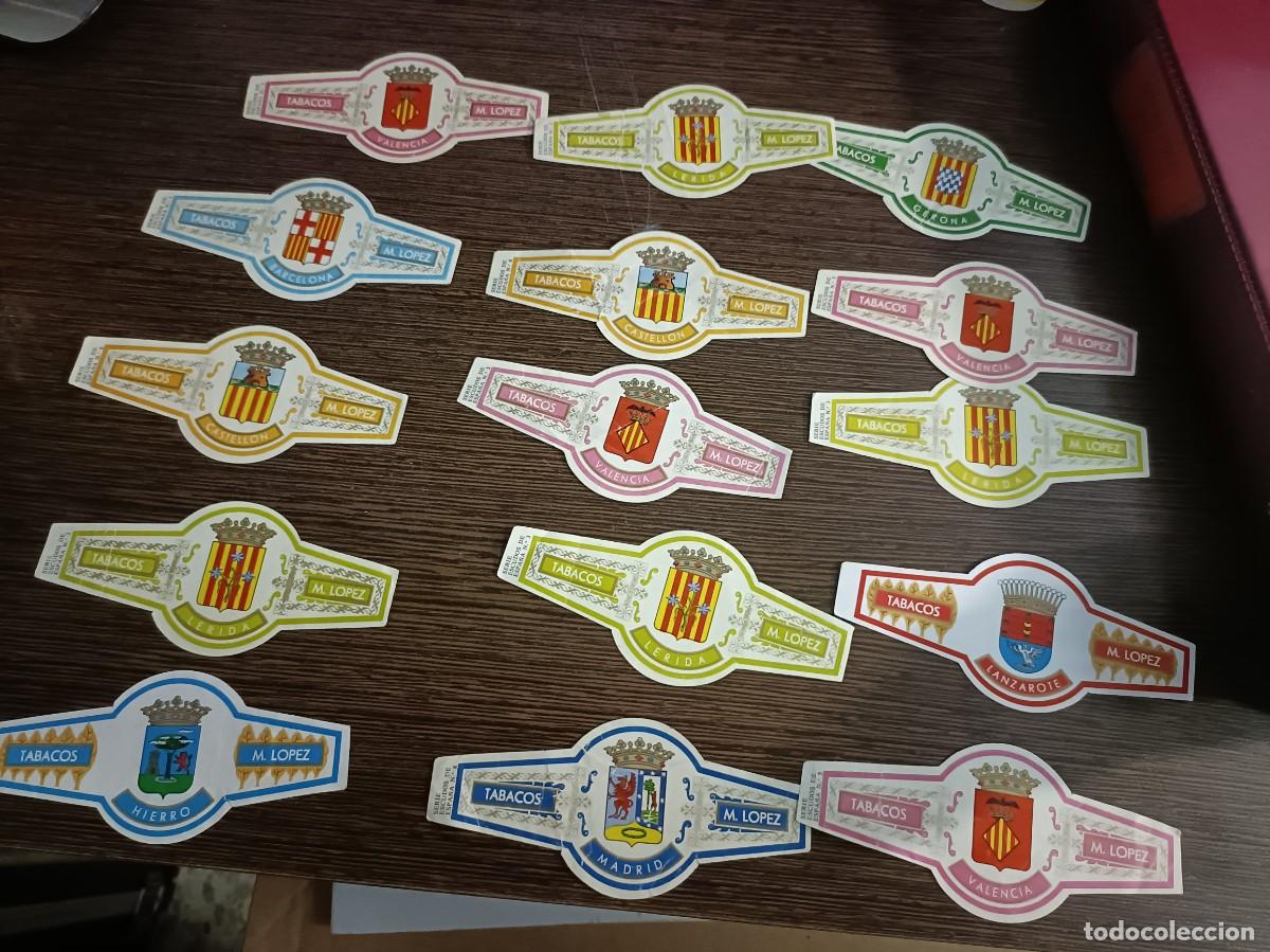 Sammlung von Banderolen: 15 vitolas MANUEL LOPEZ .- ESCUDOS DE PROVINCIAS