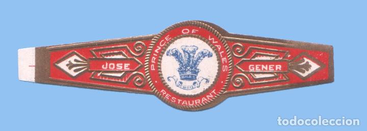 Bagues de cigare de collection: VITOLA CUBANA ANTIGUA - MARCA JOSE GENER - RESTAURANT PRINCE OF WALES