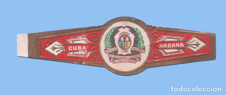 Bagues de cigare de collection: VITOLA CUBANA ANTIGUA - MARCA COMISION NACIONAL DEFENSA DEL TABACO HABANO - ESCUDO