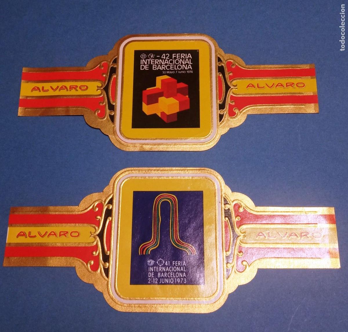 Vitolas de colecci&oacute;n: VITOLA - 41 / 42 FERIA INTERNACIONAL BARCELONA 1973 / 1974 -ALVARO-LOTE DE 2 -FORMATO GRANDE - NUEVA