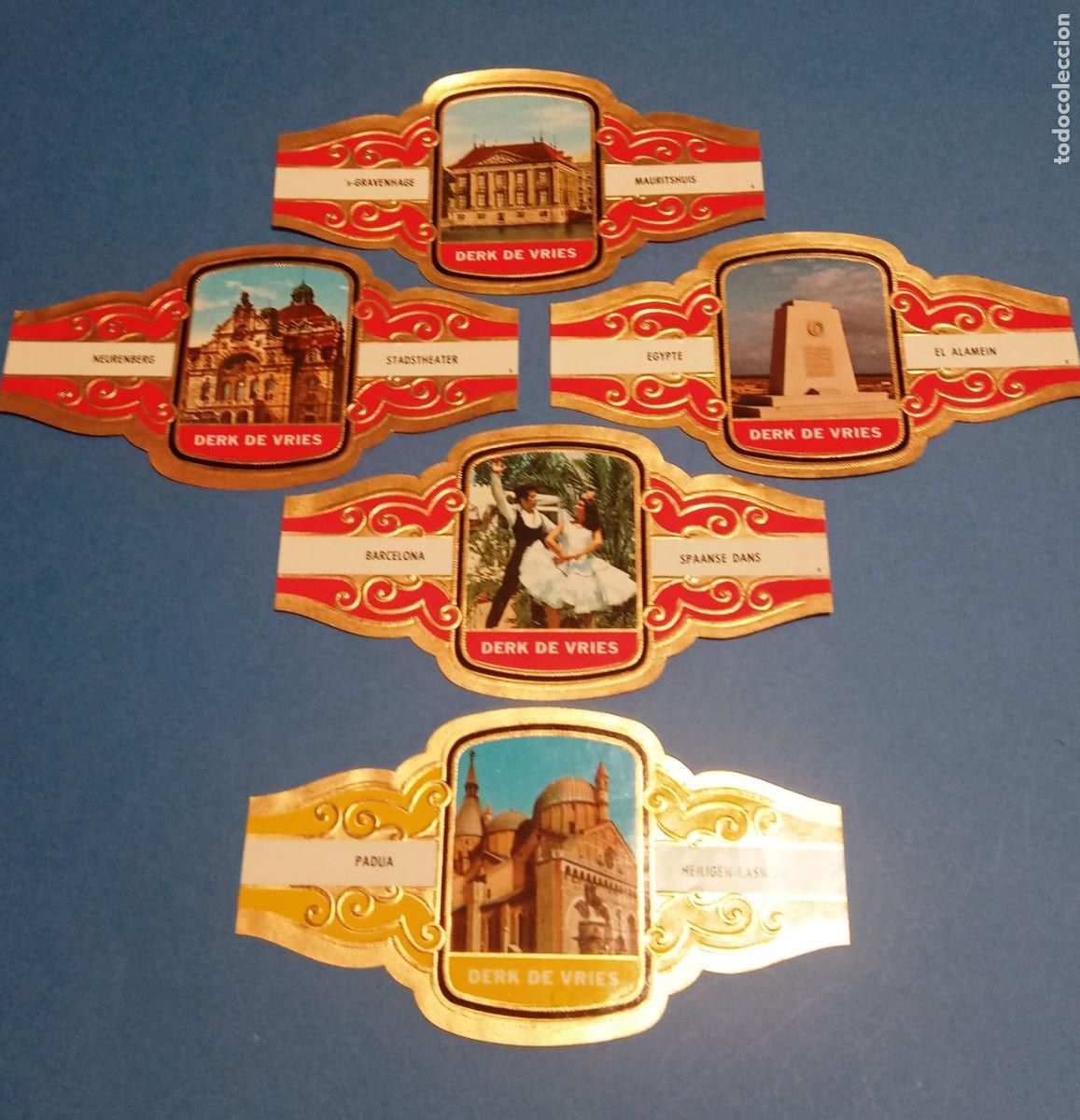 Vitolas de colecci&oacute;n: VITOLA- LOTE DE 5 UNIDADES - PAISES/CIUDADES - DERK DE VRIES -SERIES 222 /224-FORMATO GRANDE - NUEVA