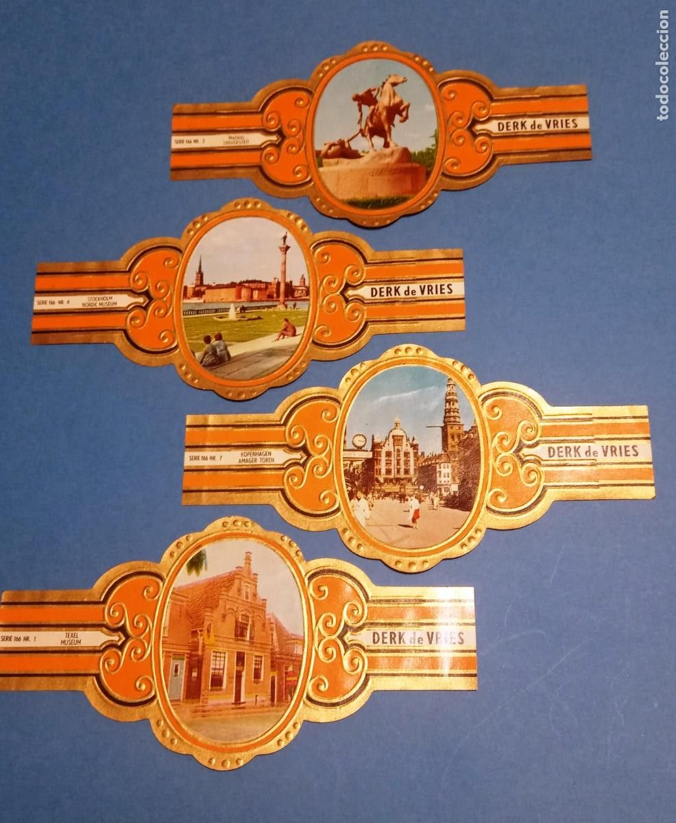 Vitolas de colecci&oacute;n: VITOLA- LOTE DE 4 UNIDADES - PAISES/CIUDADES - DERK DE VRIES -SERIE 166-FORMATO GRANDE - NUEVA
