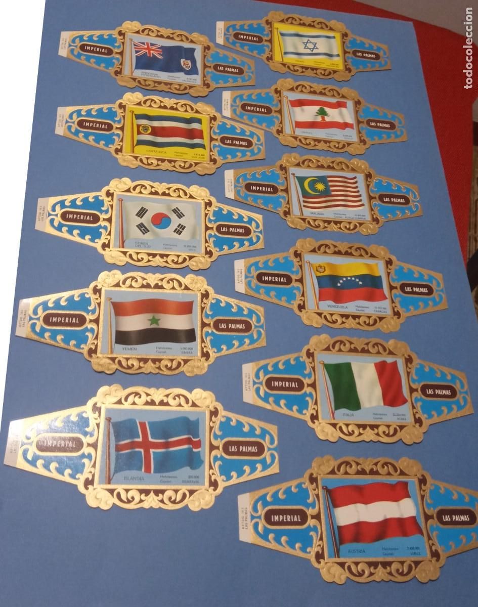 Vitolas de colecci&oacute;n: VITOLA- LOTE DE 11 UNIDADES - BANDERAS DE PAISES - IMPERIAL - FORMATO GRANDE - NUEVA