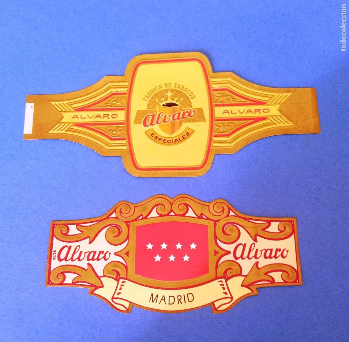 Vitolas de colecci&oacute;n: VITOLA- LOTE DE 2 UNIDADES - ALVARO - CIGARCANARIA - MADRID - FORMATO GRANDE - NUEVA