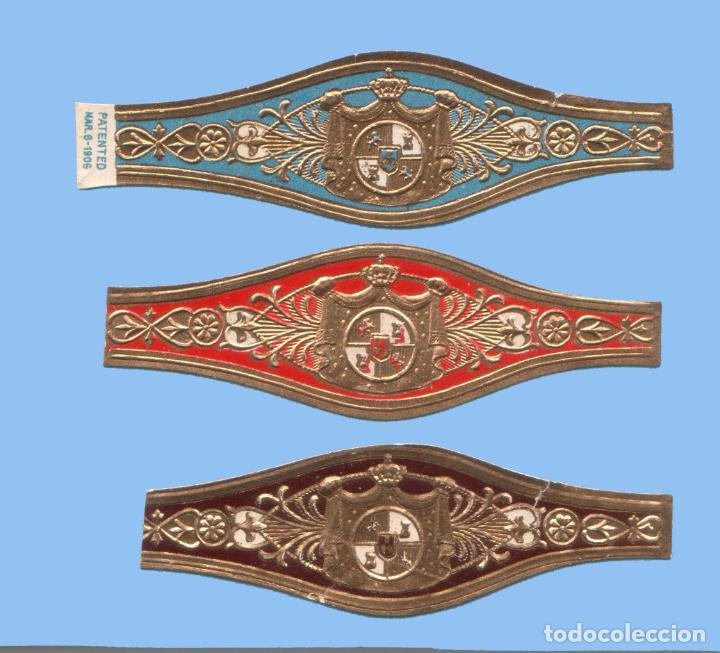 Sammlung von Banderolen: 3 VITOLAS ANTIGUAS - SIN MARCA. TEM&Aacute;TICA ESCUDOS