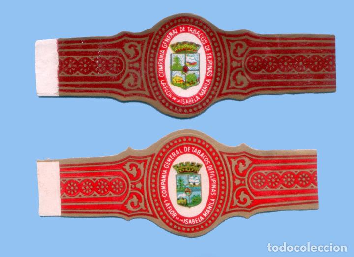Sammlung von Banderolen: 2 VITOLAS ANTIGUAS - PROCEDENCIA FILIPINAS - MARCA C. G. T. F. - ISABELA MANILA - ESCUDO