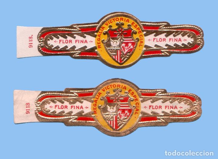 Sammlung von Banderolen: 2 VITOLAS ANTIGUAS - SIN MARCA. REGALIA VICTORIA ESPECIAL - TEM&Aacute;TICA ESCUDOS (DISTINTAS)