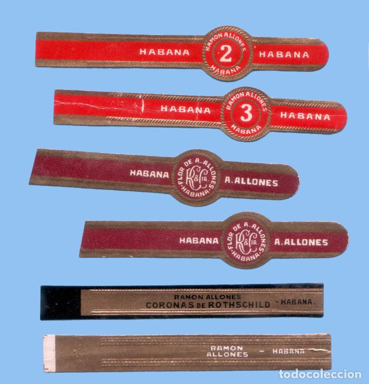Sammlung von Banderolen: 6 VITOLAS CUBANAS ANTIGUAS - MARCAS FLOR DE A. ALLONES Y RAMON ALLONES