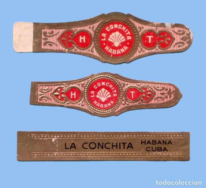 Sammlung von Banderolen: 3 VITOLAS CUBANAS ANTIGUAS - MARCA LA CONCHITA