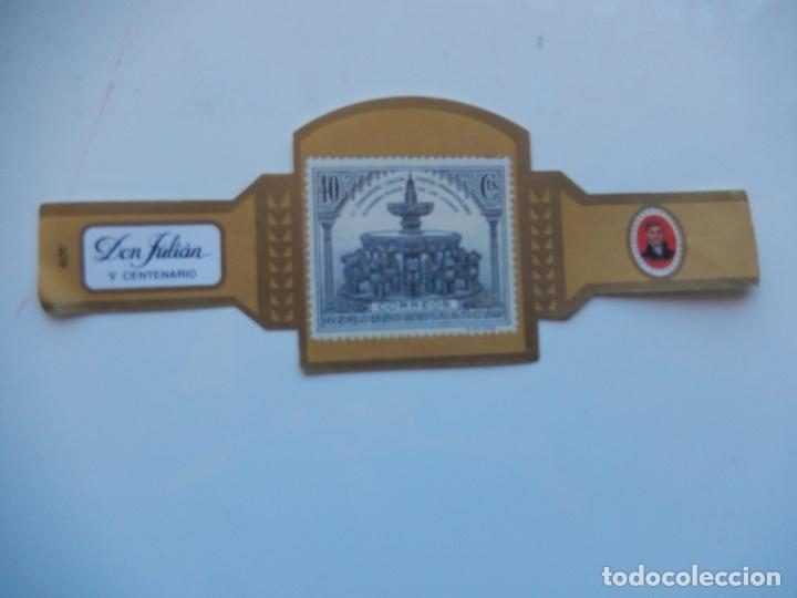 Collection cigar bands: VITOLA DON JULIAN V CENTENARIO CATALOGO EDIFIL MOTIVO FUENTE DE LOS LEONES GRANADA 13X5 CM