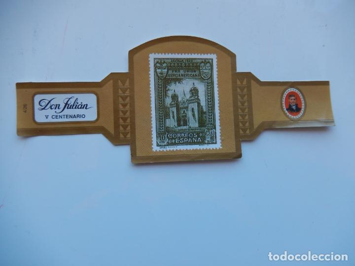 Collection cigar bands: VITOLA DON JULIAN V CENTENARIO CATALOGO EDIFIL MOTIVO PABELLON DE COLOMBIA 13X5 CM