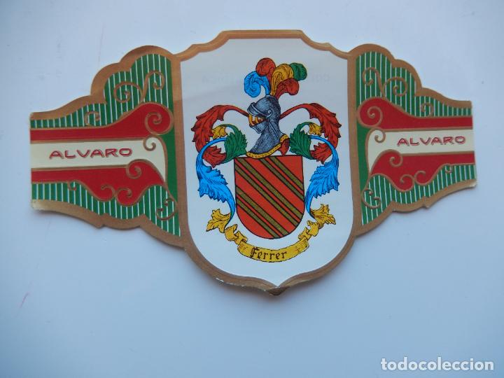 An&eacute;is de charuto de cole&ccedil;&atilde;o: VITOLA ALVARO -COLECCION HER&Aacute;LDICA SERIE IV - APELLIDO FERRER - 13X7 CM