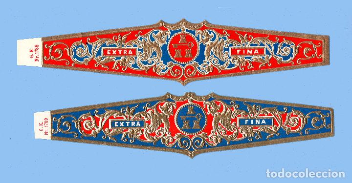 Collection cigar bands: 2 Vitolas gigantes antiguas - Sin Marca. Tem&aacute;tica Her&aacute;ldica (20,5 cm. de largo). GK 1788 y 1789