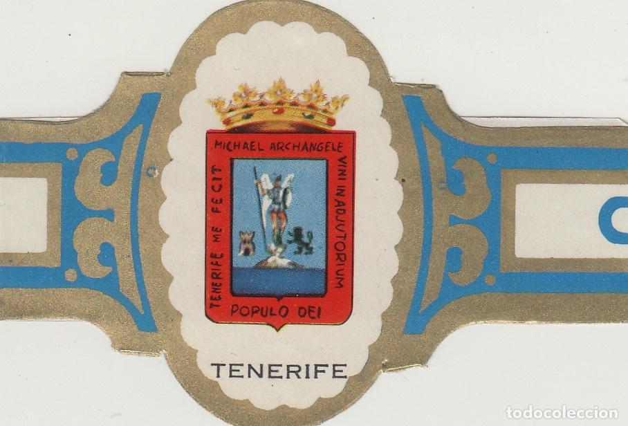 Collection cigar bands: VITOLA CENTEN CUBANO ESCUDOS - TENERIFE - 22 cm largo , doblada por alas . fotos ambas caras