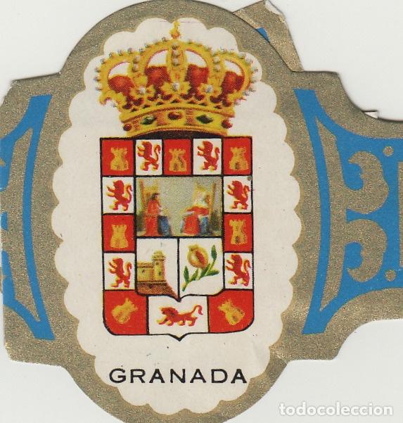 Collection cigar bands: VITOLA CENTEN CUBANO ESCUDOS - GRANADA - 22 cm largo , doblada por alas . fotos ambas caras