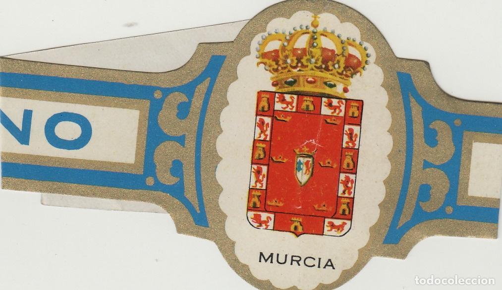 Collection cigar bands: VITOLA CENTEN CUBANO ESCUDOS - MURCIA - 22 cm largo , doblada por alas . fotos ambas caras
