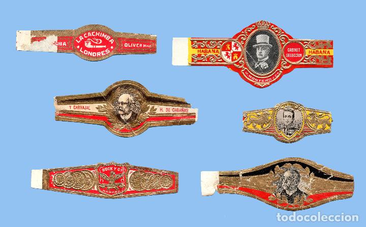 Collection cigar bands: 6 VITOLAS ANTIGUAS - DISTINTAS MARCAS - CON DESPERFECTOS
