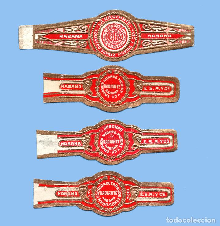 Bagues de cigare de collection: 4 VITOLAS CUBANAS ANTIGUAS - MARCA LA RADIANTE - EDUARDO SUAREZ MURIAS