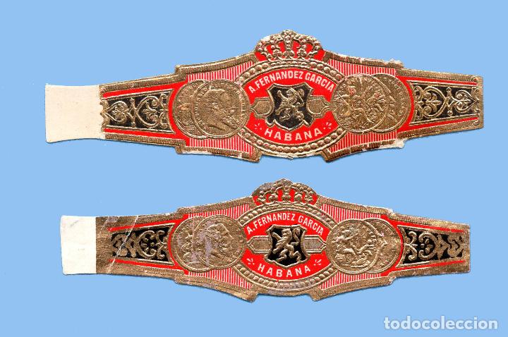 Bagues de cigare de collection: 2 VITOLAS CUBANAS ANTIGUAS - MARCA A. FERNANDEZ GARCIA - LEON RAMPANTE