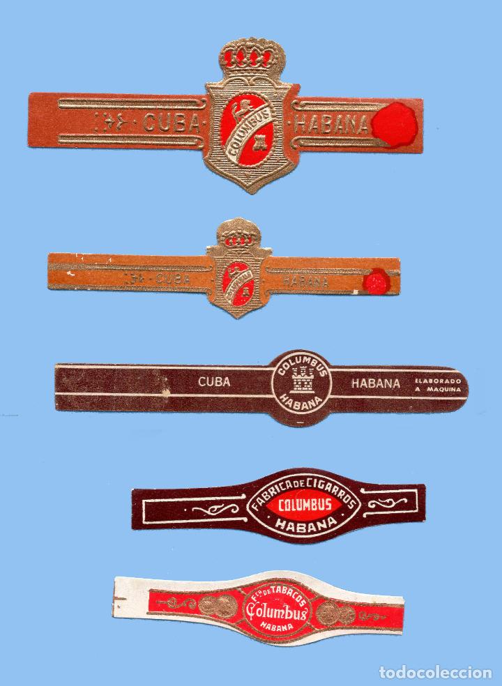Bagues de cigare de collection: 5 VITOLAS CUBANAS ANTIGUAS - MARCA COLUMBUS