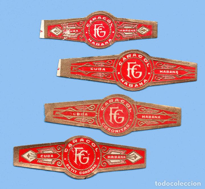 Bagues de cigare de collection: 4 VITOLAS CUBANAS ANTIGUAS - MARCA CARACOL