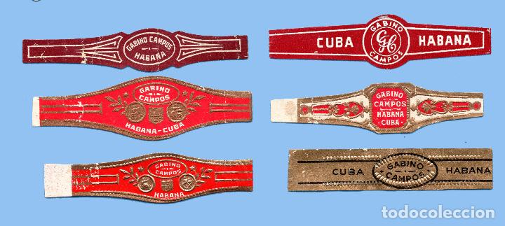 Bagues de cigare de collection: 6 VITOLAS CUBANAS ANTIGUAS - MARCA GABINO CAMPOS