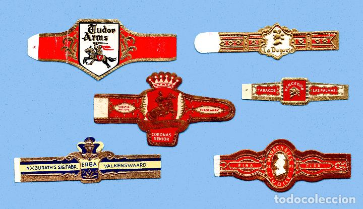 Sammlung von Banderolen: 6 VITOLAS ANTIGUAS - DISTINTAS MARCAS - TEM&Aacute;TICA YELMOS Y ARMADURAS