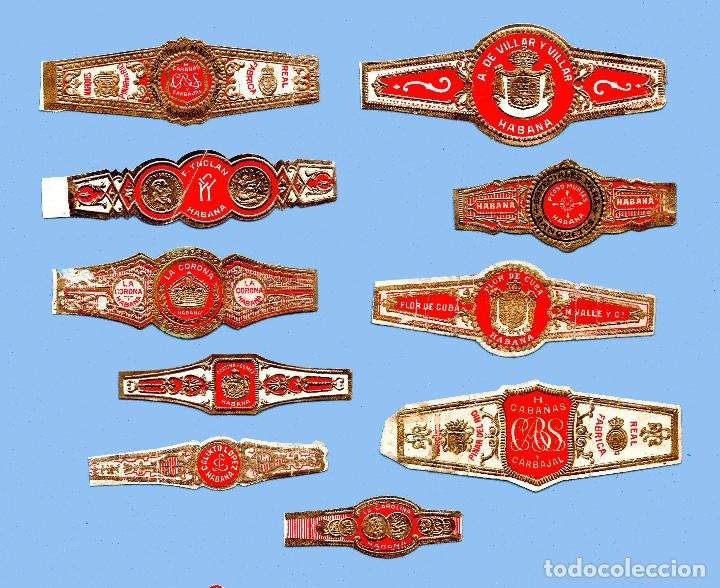Sammlung von Banderolen: 10 VITOLAS CUBANAS ANTIGUAS - DISTINTAS MARCAS